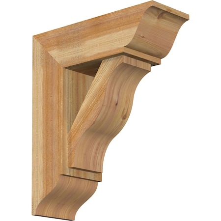 Ekena Millwork Funston Traditional Rough Sawn Bracket w/ Offset Brace, Western Red Cedar, 8"W x 22"D x 26"H BKT0806X22X26FST01RWR
